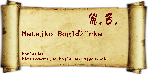 Matejko Boglárka névjegykártya